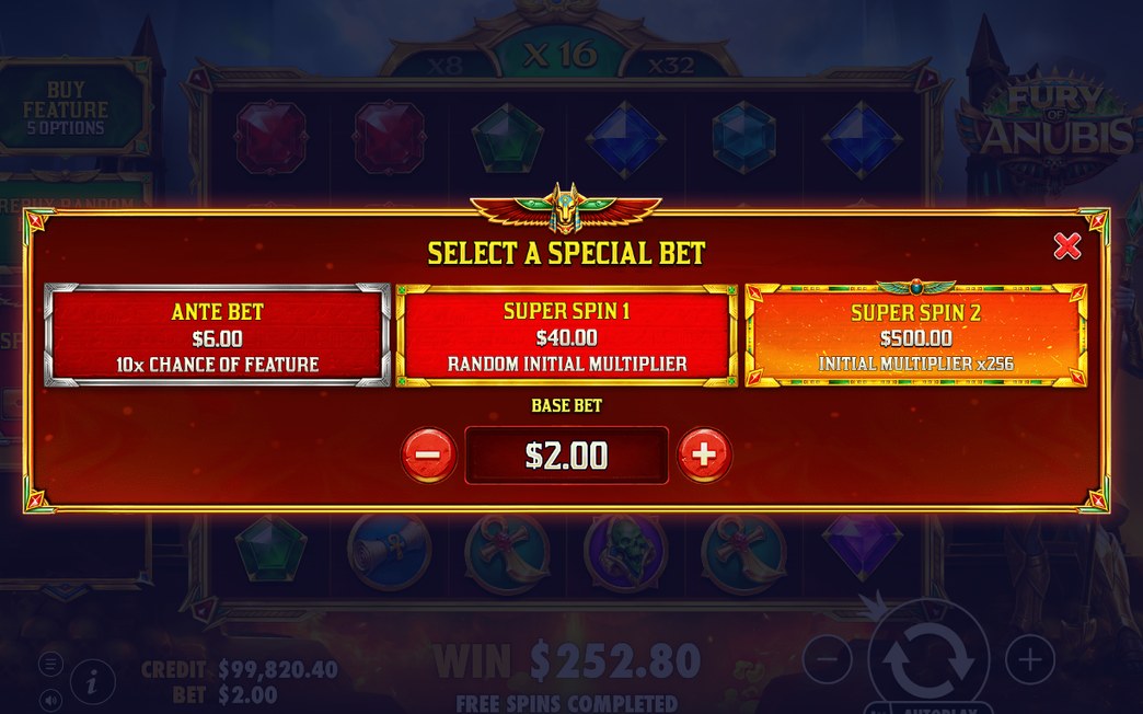 Gamble-valet som visas före Free Spins